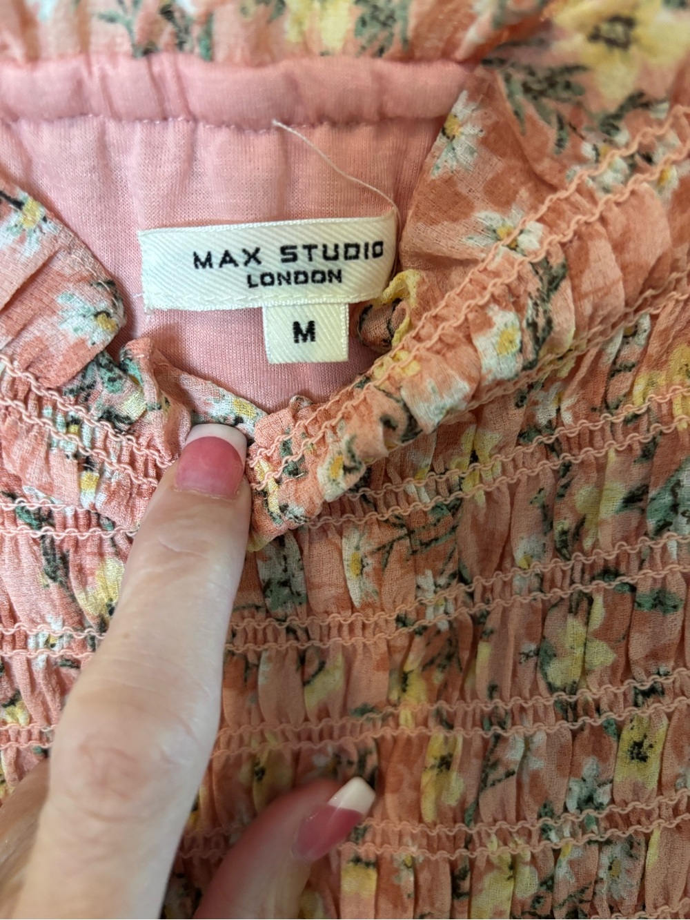 NWOT Max Studio Pink Floral Ruffle Strap Maxi Dress - Picture 4 of 6